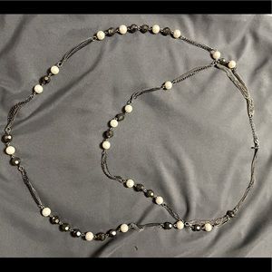Black and white layered necklace
